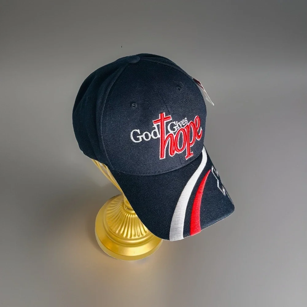 NWT God Gives Hope I Love Jesus Christian Cross Baseball Hat Cap Black Acrylic